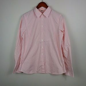 Fushia & orange stripe slim fit button front shirt